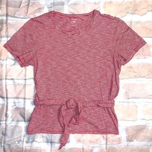 Gap Red Stripe Wrap Shirt